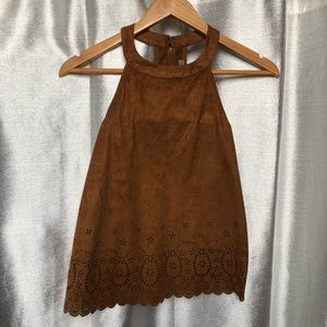 Suede Tank with Cut Outs
